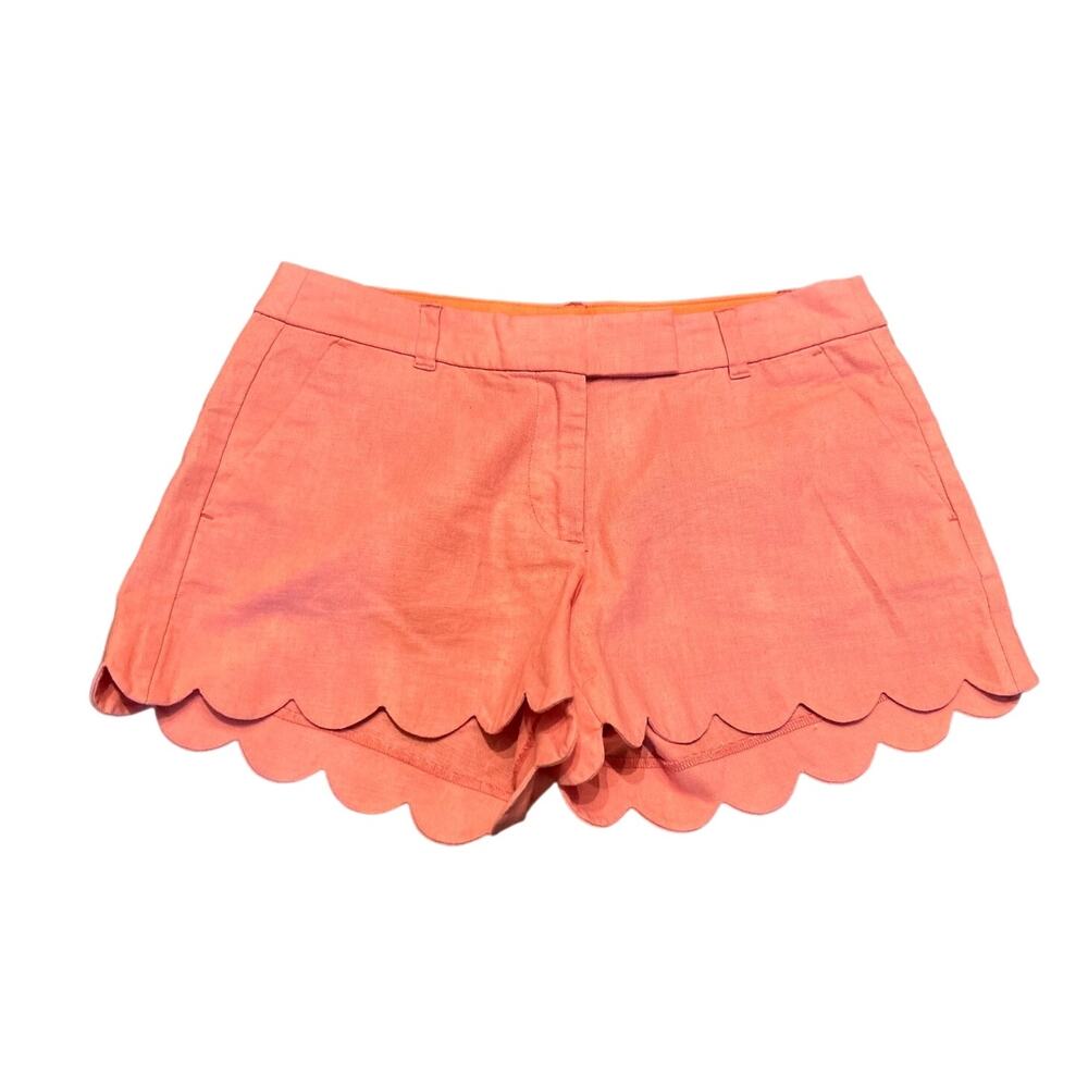 J. Crew Factory Coral Pink Scalloped Hem Women's Shorts